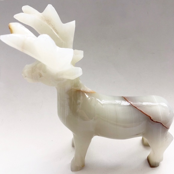 Vintage Handcarved Onyx Alabaster Reindeer Elk Moose Sculpture - Picture 2 of 9